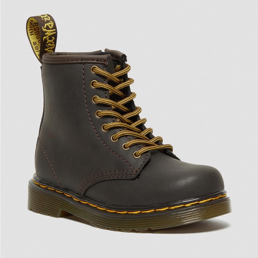 DR.MARTENS TODDLER 1460 WILDHORSE LEATHER LACE UP BOOTS